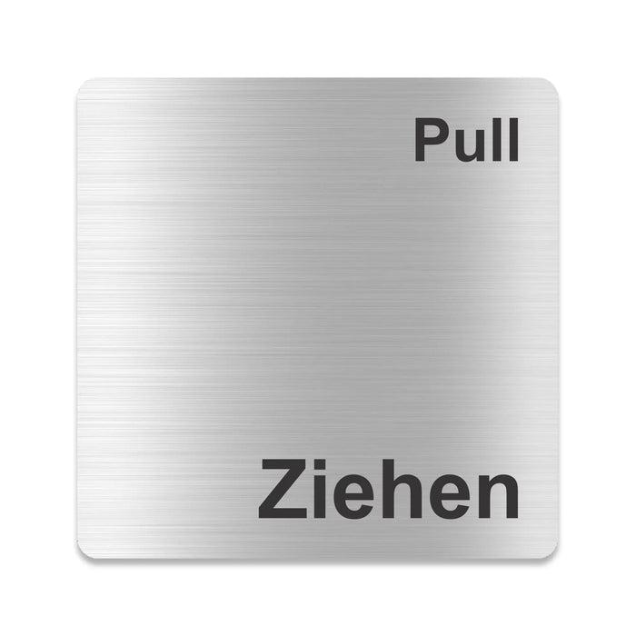Blacked LaserTEC Leitsysteme - Acryl Schild - Eckig 12 x 12 cm - Selbstklebend - Silber gebürstet - Metall-Optik - UV beständig - Für Innen und Außen (Achtung)