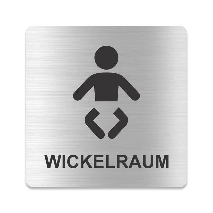Blacked LaserTEC Leitsysteme - Acryl Schild - Eckig 12 x 12 cm - Selbstklebend - Silber gebürstet - Metall-Optik - UV beständig - Für Innen und Außen (Achtung)