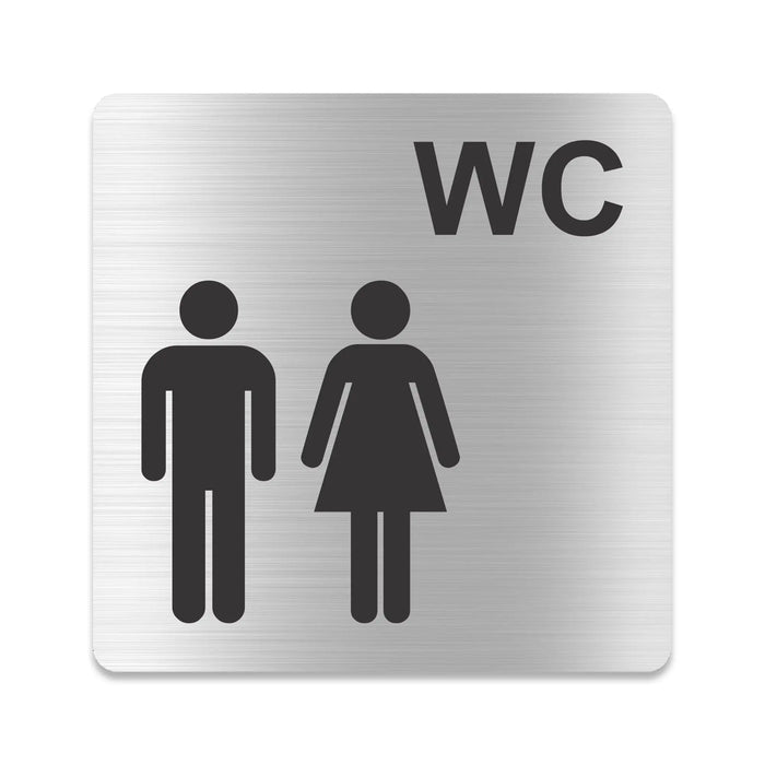 Blacked LaserTEC Leitsysteme - Acryl Schild - Eckig 12 x 12 cm - Selbstklebend - Silber gebürstet - Metall-Optik - UV beständig - Für Innen und Außen (Achtung)