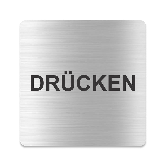 Blacked LaserTEC Leitsysteme - Acryl Schild - Eckig 12 x 12 cm - Selbstklebend - Silber gebürstet - Metall-Optik - UV beständig - Für Innen und Außen (Achtung)