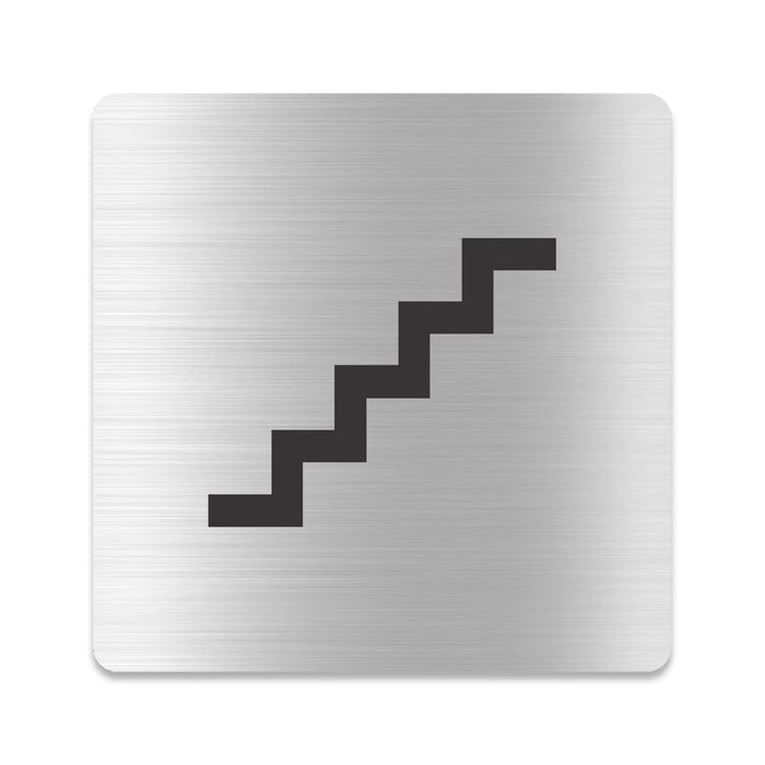 Blacked LaserTEC Leitsysteme - Acryl Schild - Eckig 12 x 12 cm - Selbstklebend - Silber gebürstet - Metall-Optik - UV beständig - Für Innen und Außen (Achtung)