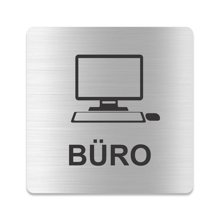 Blacked LaserTEC Leitsysteme - Acryl Schild - Eckig 12 x 12 cm - Selbstklebend - Silber gebürstet - Metall-Optik - UV beständig - Für Innen und Außen (Achtung)