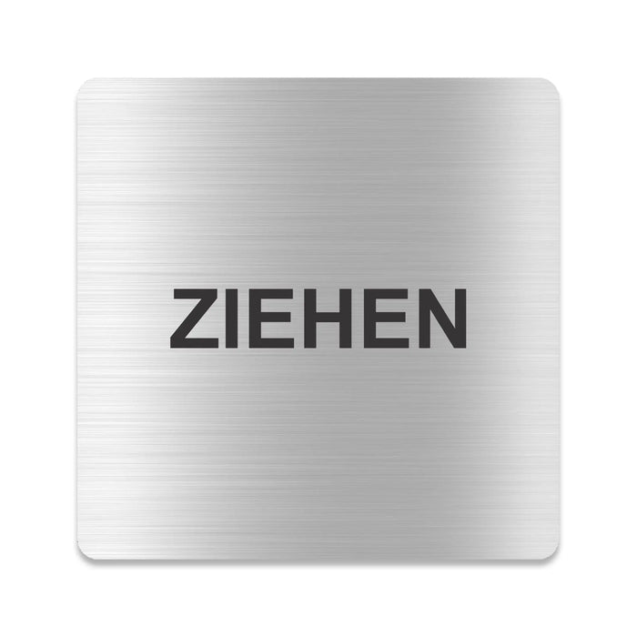 Blacked LaserTEC Leitsysteme - Acryl Schild - Eckig 12 x 12 cm - Selbstklebend - Silber gebürstet - Metall-Optik - UV beständig - Für Innen und Außen (Achtung)