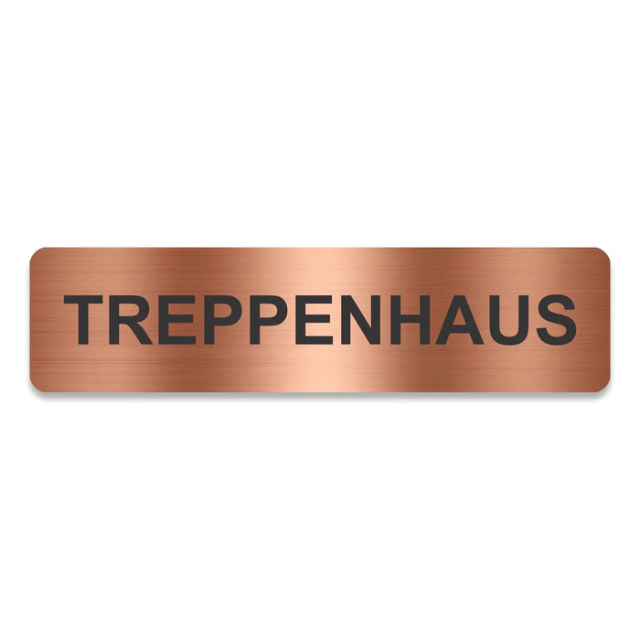 Blacked LaserTEC Leitsysteme - Acryl Schild - Eckig 4 x 16 cm - Selbstklebend - Kupfer gebürstet - Metall-Optik - UV beständig - Für Innen und Außen (Achtung)