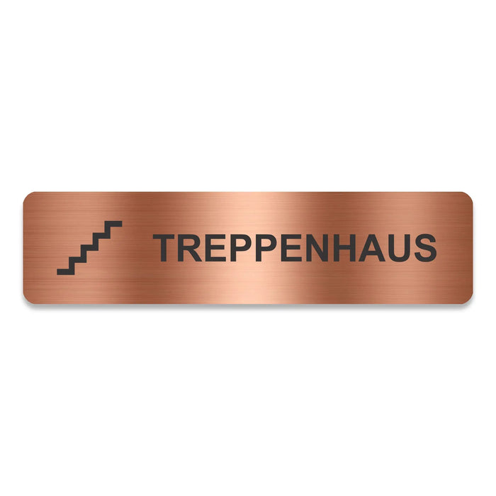 Blacked LaserTEC Leitsysteme - Acryl Schild - Eckig 4 x 16 cm - Selbstklebend - Kupfer gebürstet - Metall-Optik - UV beständig - Für Innen und Außen (Achtung)