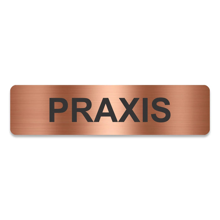 Blacked LaserTEC Leitsysteme - Acryl Schild - Eckig 4 x 16 cm - Selbstklebend - Kupfer gebürstet - Metall-Optik - UV beständig - Für Innen und Außen (Achtung)