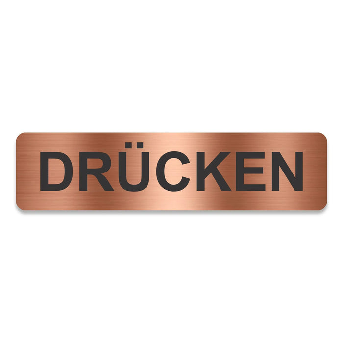 Blacked LaserTEC Leitsysteme - Acryl Schild - Eckig 4 x 16 cm - Selbstklebend - Kupfer gebürstet - Metall-Optik - UV beständig - Für Innen und Außen (Achtung)