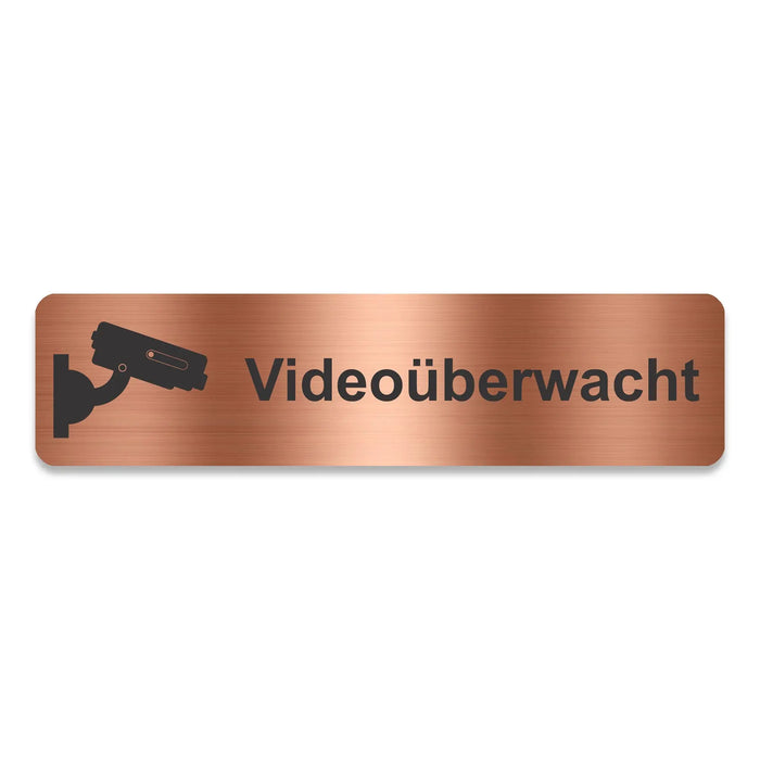 Blacked LaserTEC Leitsysteme - Acryl Schild - Eckig 4 x 16 cm - Selbstklebend - Kupfer gebürstet - Metall-Optik - UV beständig - Für Innen und Außen (Achtung)