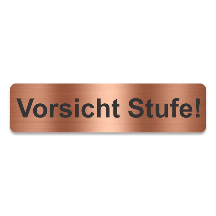 Blacked LaserTEC Leitsysteme - Acryl Schild - Eckig 4 x 16 cm - Selbstklebend - Kupfer gebürstet - Metall-Optik - UV beständig - Für Innen und Außen (Achtung)