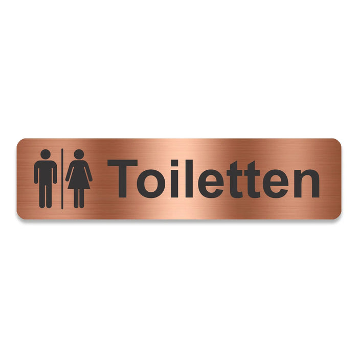 Blacked LaserTEC Leitsysteme - Acryl Schild - Eckig 4 x 16 cm - Selbstklebend - Kupfer gebürstet - Metall-Optik - UV beständig - Für Innen und Außen (Achtung)
