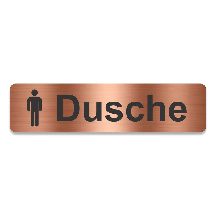 Blacked LaserTEC Leitsysteme - Acryl Schild - Eckig 4 x 16 cm - Selbstklebend - Kupfer gebürstet - Metall-Optik - UV beständig - Für Innen und Außen (Achtung)