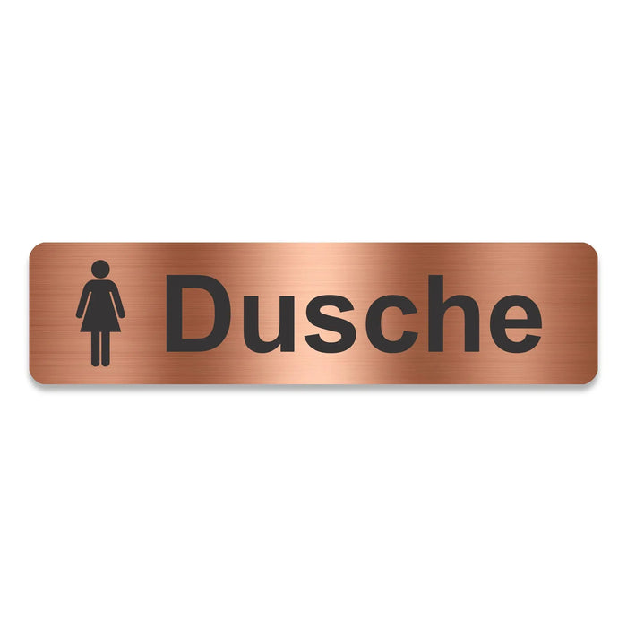 Blacked LaserTEC Leitsysteme - Acryl Schild - Eckig 4 x 16 cm - Selbstklebend - Kupfer gebürstet - Metall-Optik - UV beständig - Für Innen und Außen (Achtung)