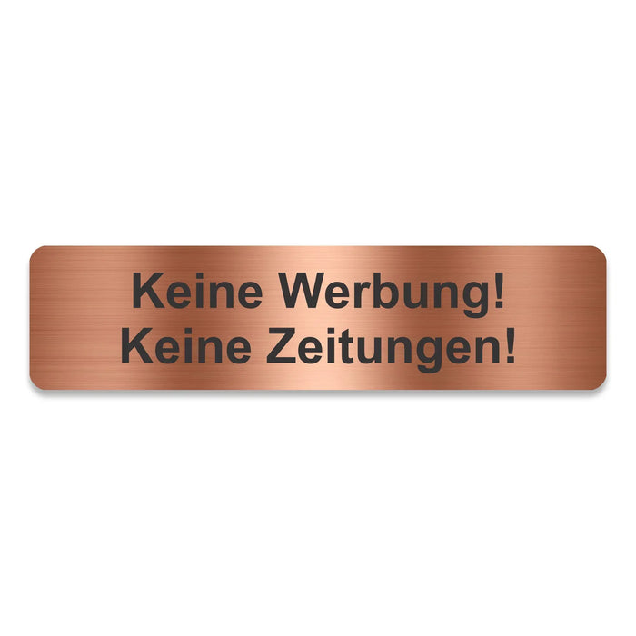 Blacked LaserTEC Leitsysteme - Acryl Schild - Eckig 4 x 16 cm - Selbstklebend - Kupfer gebürstet - Metall-Optik - UV beständig - Für Innen und Außen (Achtung)