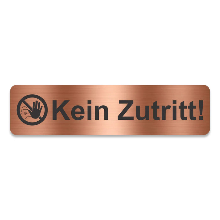 Blacked LaserTEC Leitsysteme - Acryl Schild - Eckig 4 x 16 cm - Selbstklebend - Kupfer gebürstet - Metall-Optik - UV beständig - Für Innen und Außen (Achtung)