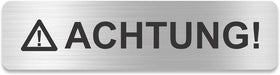 Blacked LaserTEC Leitsysteme - Acryl Schild - Eckig 4 x 16 cm - Selbstklebend - Silber gebürstet - Metall-Optik - UV beständig - Für Innen und Außen (Achtung)