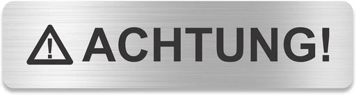 Blacked LaserTEC Leitsysteme - Acryl Schild - Eckig 4 x 16 cm - Selbstklebend - Silber gebürstet - Metall-Optik - UV beständig - Für Innen und Außen (Achtung)