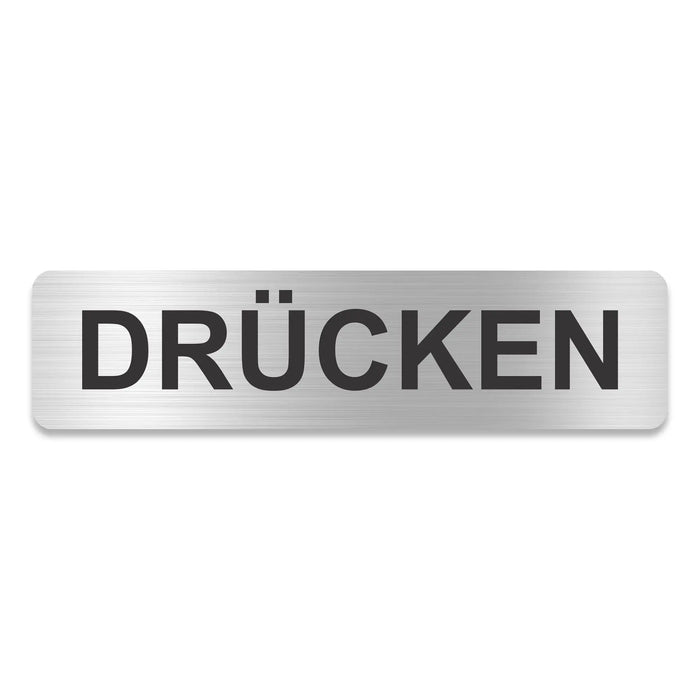 Blacked LaserTEC Leitsysteme - Acryl Schild - Eckig 4 x 16 cm - Selbstklebend - Silber gebürstet - Metall-Optik - UV beständig - Für Innen und Außen (Achtung)