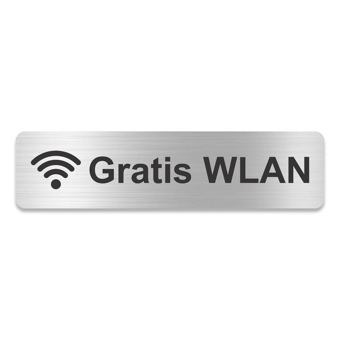 Blacked LaserTEC Leitsysteme - Acryl Schild - Eckig 4 x 16 cm - Selbstklebend - Silber gebürstet - Metall-Optik - UV beständig - Für Innen und Außen (Achtung)