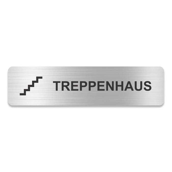 Blacked LaserTEC Leitsysteme - Acryl Schild - Eckig 4 x 16 cm - Selbstklebend - Silber gebürstet - Metall-Optik - UV beständig - Für Innen und Außen (Achtung)