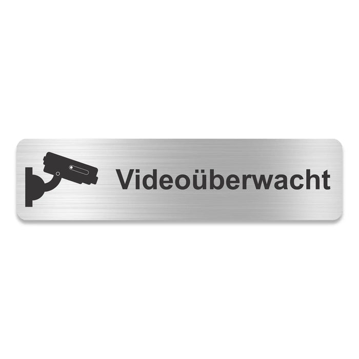 Blacked LaserTEC Leitsysteme - Acryl Schild - Eckig 4 x 16 cm - Selbstklebend - Silber gebürstet - Metall-Optik - UV beständig - Für Innen und Außen (Achtung)