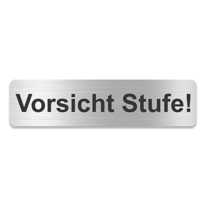 Blacked LaserTEC Leitsysteme - Acryl Schild - Eckig 4 x 16 cm - Selbstklebend - Silber gebürstet - Metall-Optik - UV beständig - Für Innen und Außen (Achtung)
