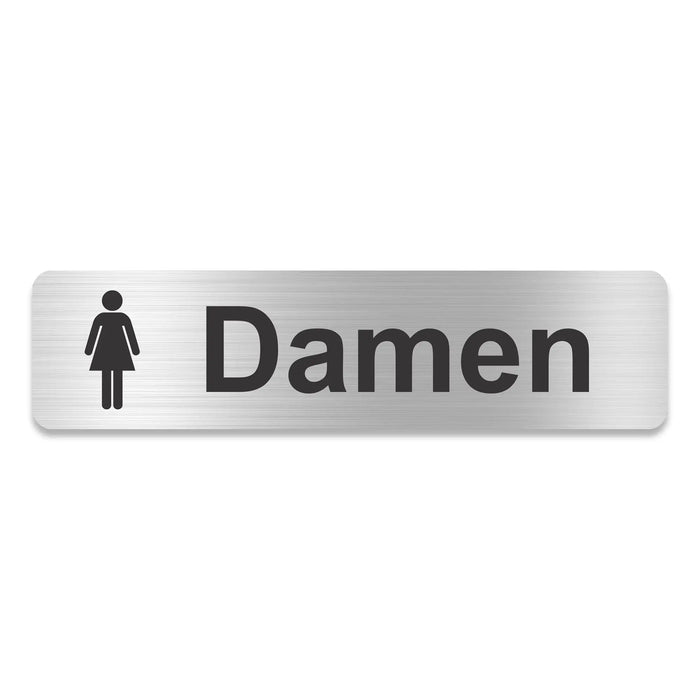 Blacked LaserTEC Leitsysteme - Acryl Schild - Eckig 4 x 16 cm - Selbstklebend - Silber gebürstet - Metall-Optik - UV beständig - Für Innen und Außen (Achtung)