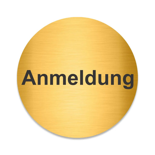 Blacked LaserTEC Leitsysteme - Acryl Schild - Rund 10 cm Durchmesser - Selbstklebend - Gold gebürstet - Metall-Optik - UV beständig - Für Innen und Außen (Achtung)