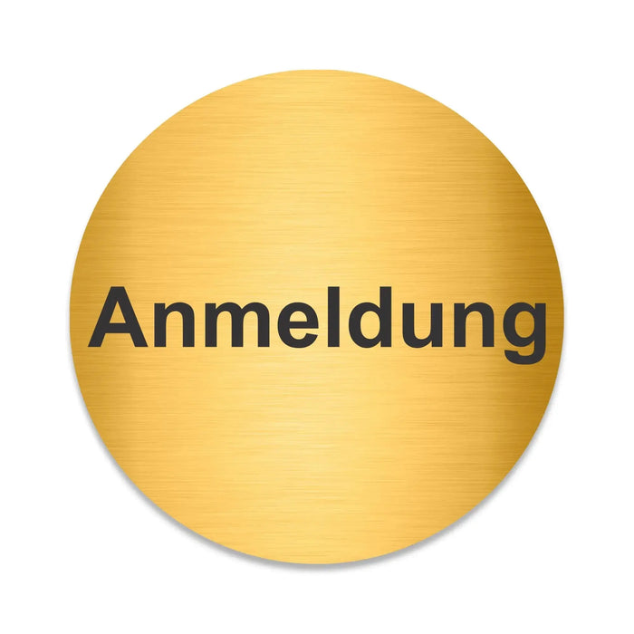 Blacked LaserTEC Leitsysteme - Acryl Schild - Rund 10 cm Durchmesser - Selbstklebend - Gold gebürstet - Metall-Optik - UV beständig - Für Innen und Außen (Achtung)