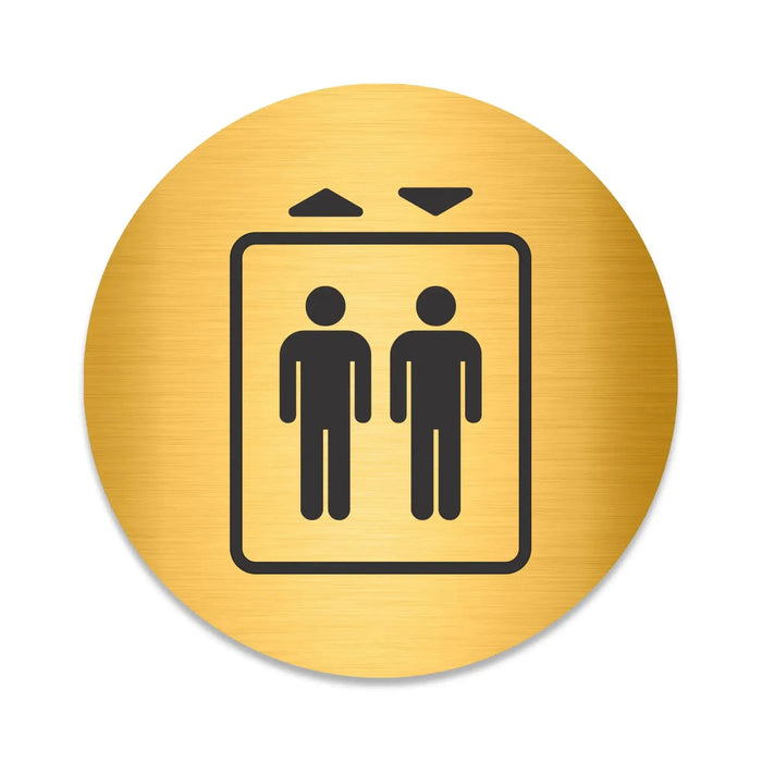 Blacked LaserTEC Leitsysteme - Acryl Schild - Rund 10 cm Durchmesser - Selbstklebend - Gold gebürstet - Metall-Optik - UV beständig - Für Innen und Außen (Achtung)