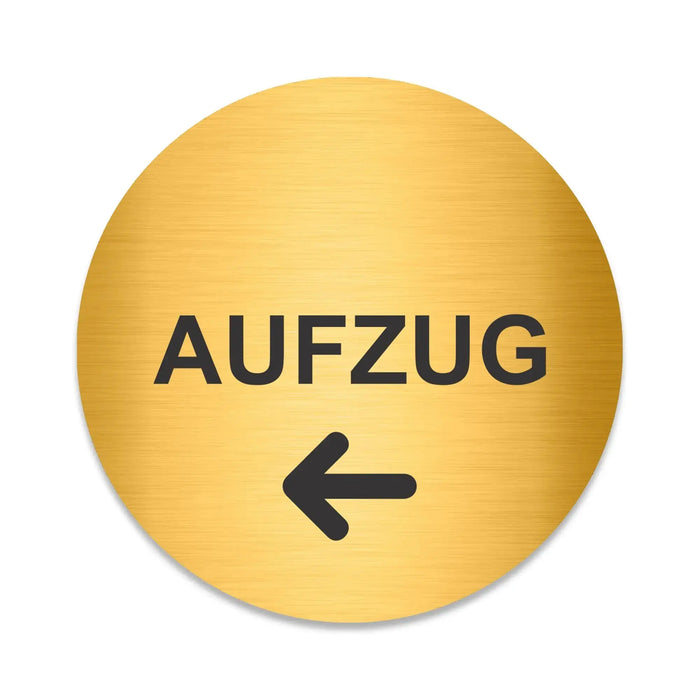 Blacked LaserTEC Leitsysteme - Acryl Schild - Rund 10 cm Durchmesser - Selbstklebend - Gold gebürstet - Metall-Optik - UV beständig - Für Innen und Außen (Achtung)