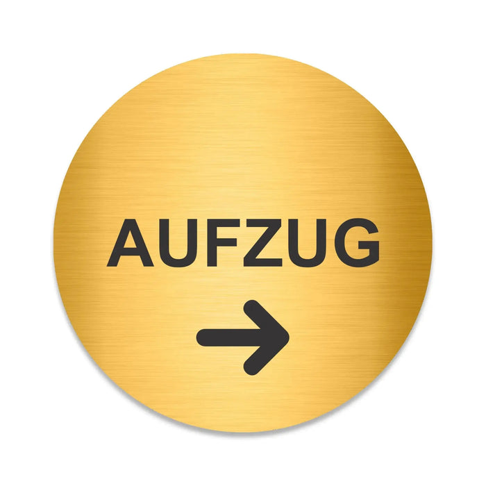Blacked LaserTEC Leitsysteme - Acryl Schild - Rund 10 cm Durchmesser - Selbstklebend - Gold gebürstet - Metall-Optik - UV beständig - Für Innen und Außen (Achtung)