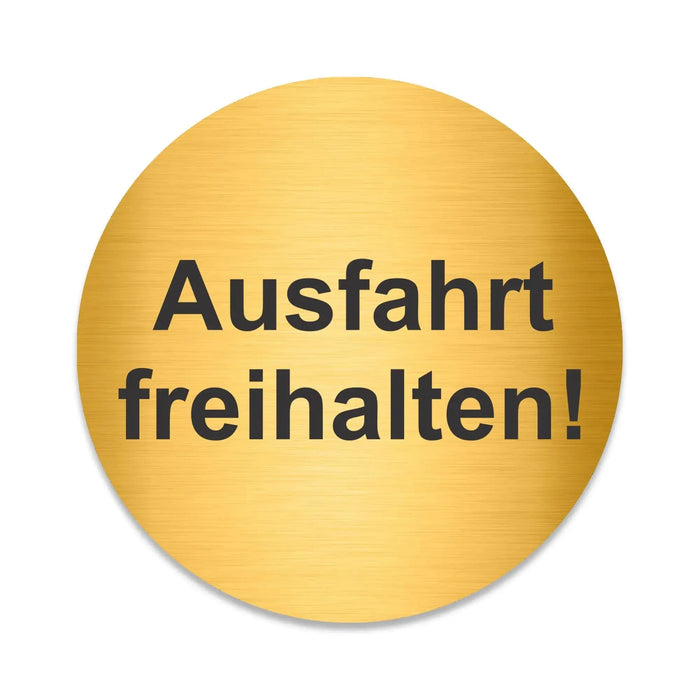 Blacked LaserTEC Leitsysteme - Acryl Schild - Rund 10 cm Durchmesser - Selbstklebend - Gold gebürstet - Metall-Optik - UV beständig - Für Innen und Außen (Achtung)