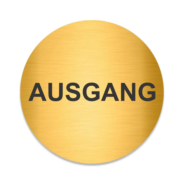 Blacked LaserTEC Leitsysteme - Acryl Schild - Rund 10 cm Durchmesser - Selbstklebend - Gold gebürstet - Metall-Optik - UV beständig - Für Innen und Außen (Achtung)