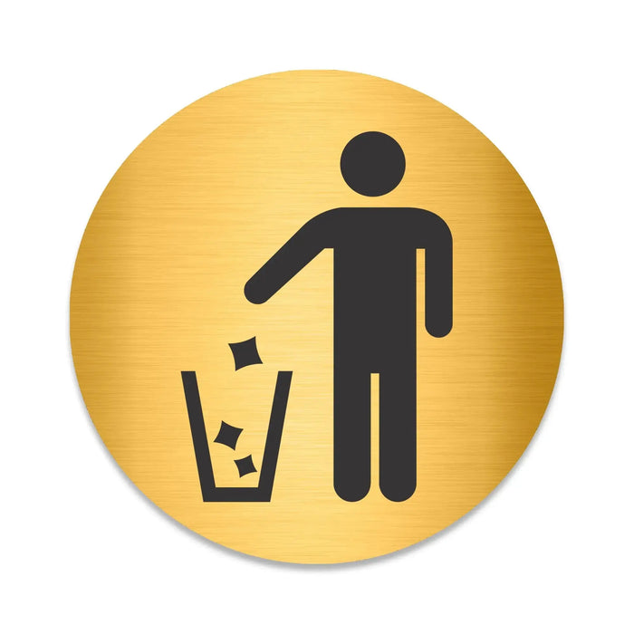Blacked LaserTEC Leitsysteme - Acryl Schild - Rund 10 cm Durchmesser - Selbstklebend - Gold gebürstet - Metall-Optik - UV beständig - Für Innen und Außen (Achtung)