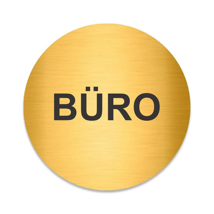 Blacked LaserTEC Leitsysteme - Acryl Schild - Rund 10 cm Durchmesser - Selbstklebend - Gold gebürstet - Metall-Optik - UV beständig - Für Innen und Außen (Achtung)