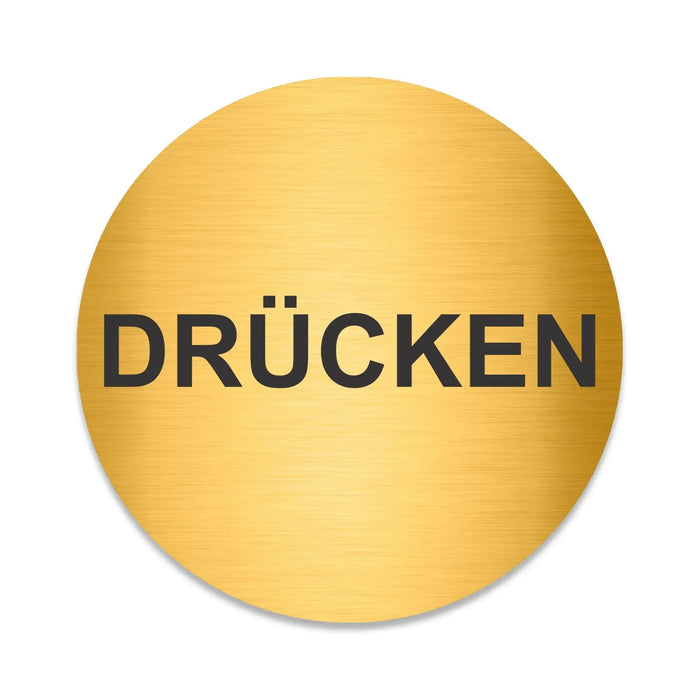 Blacked LaserTEC Leitsysteme - Acryl Schild - Rund 10 cm Durchmesser - Selbstklebend - Gold gebürstet - Metall-Optik - UV beständig - Für Innen und Außen (Achtung)