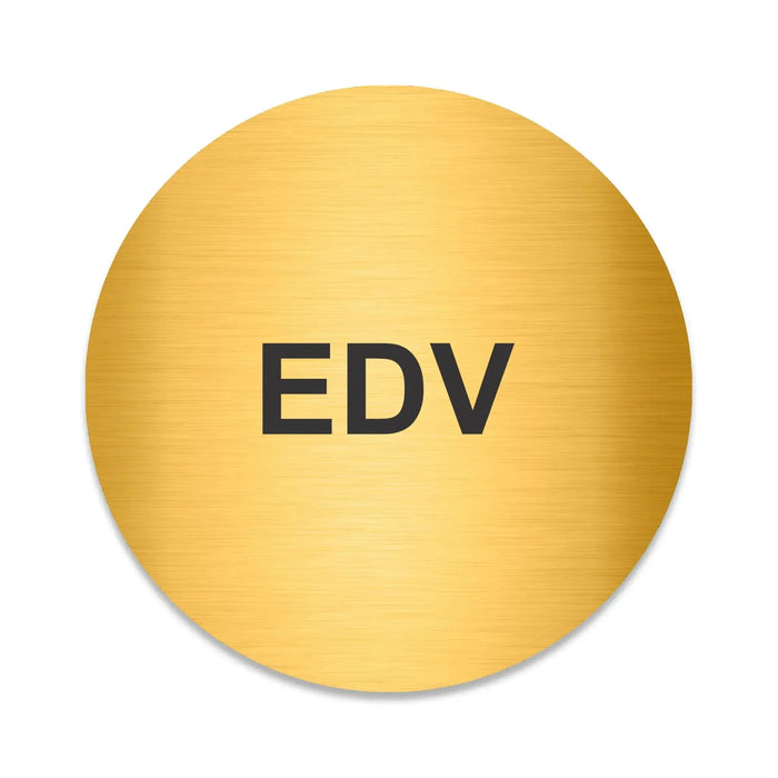 Blacked LaserTEC Leitsysteme - Acryl Schild - Rund 10 cm Durchmesser - Selbstklebend - Gold gebürstet - Metall-Optik - UV beständig - Für Innen und Außen (Achtung)