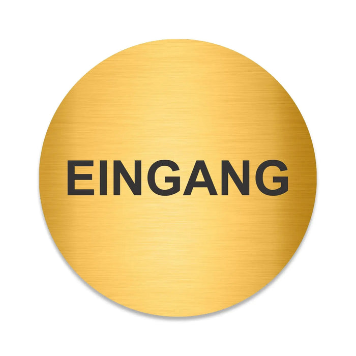 Blacked LaserTEC Leitsysteme - Acryl Schild - Rund 10 cm Durchmesser - Selbstklebend - Gold gebürstet - Metall-Optik - UV beständig - Für Innen und Außen (Achtung)