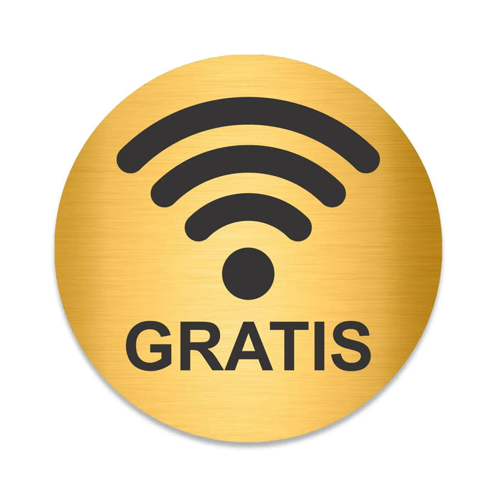 Blacked LaserTEC Leitsysteme - Acryl Schild - Rund 10 cm Durchmesser - Selbstklebend - Gold gebürstet - Metall-Optik - UV beständig - Für Innen und Außen (Achtung)
