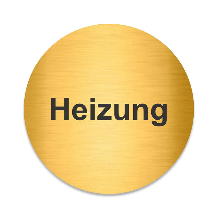 Blacked LaserTEC Leitsysteme - Acryl Schild - Rund 10 cm Durchmesser - Selbstklebend - Gold gebürstet - Metall-Optik - UV beständig - Für Innen und Außen (Achtung)