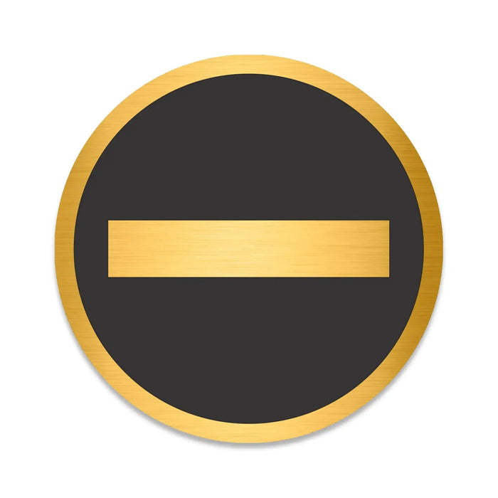 Blacked LaserTEC Leitsysteme - Acryl Schild - Rund 10 cm Durchmesser - Selbstklebend - Gold gebürstet - Metall-Optik - UV beständig - Für Innen und Außen (Achtung)
