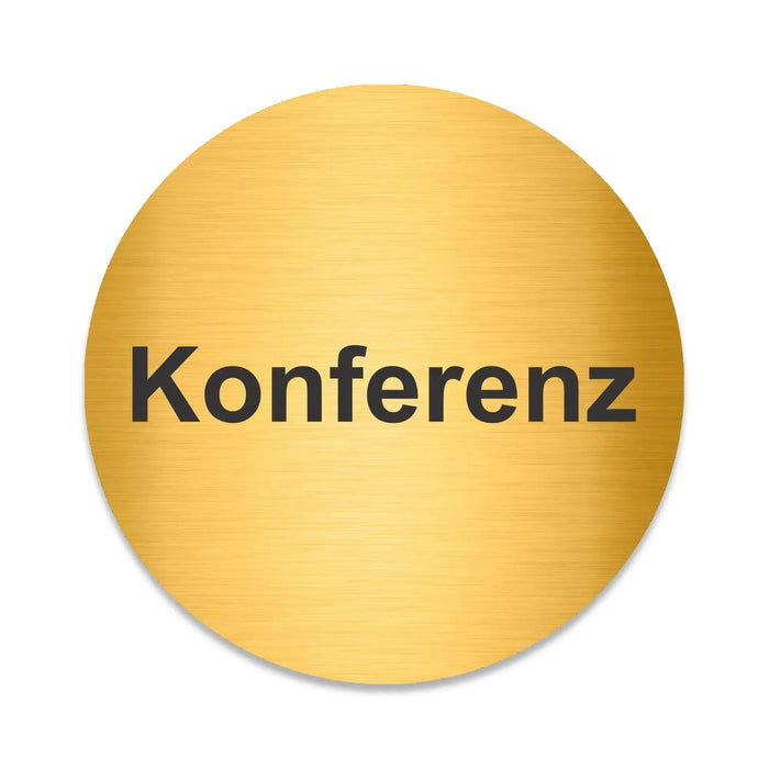 Blacked LaserTEC Leitsysteme - Acryl Schild - Rund 10 cm Durchmesser - Selbstklebend - Gold gebürstet - Metall-Optik - UV beständig - Für Innen und Außen (Achtung)