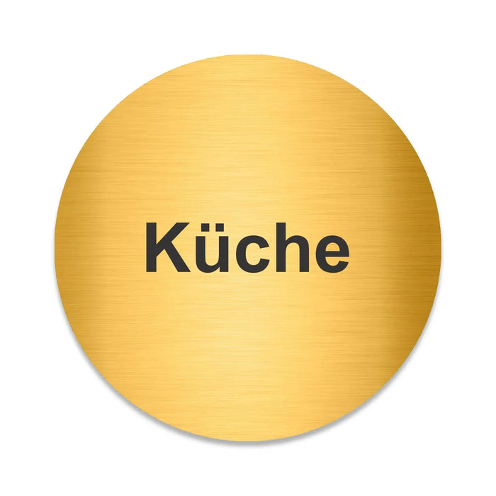 Blacked LaserTEC Leitsysteme - Acryl Schild - Rund 10 cm Durchmesser - Selbstklebend - Gold gebürstet - Metall-Optik - UV beständig - Für Innen und Außen (Achtung)