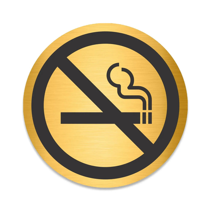 Blacked LaserTEC Leitsysteme - Acryl Schild - Rund 10 cm Durchmesser - Selbstklebend - Gold gebürstet - Metall-Optik - UV beständig - Für Innen und Außen (Achtung)