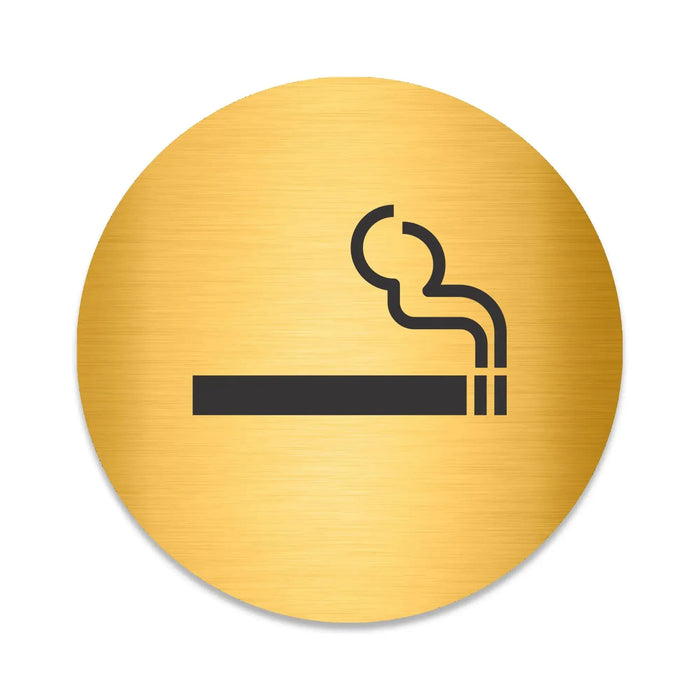 Blacked LaserTEC Leitsysteme - Acryl Schild - Rund 10 cm Durchmesser - Selbstklebend - Gold gebürstet - Metall-Optik - UV beständig - Für Innen und Außen (Achtung)