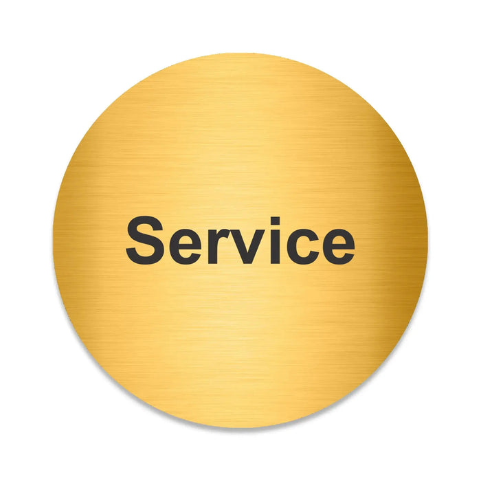 Blacked LaserTEC Leitsysteme - Acryl Schild - Rund 10 cm Durchmesser - Selbstklebend - Gold gebürstet - Metall-Optik - UV beständig - Für Innen und Außen (Achtung)