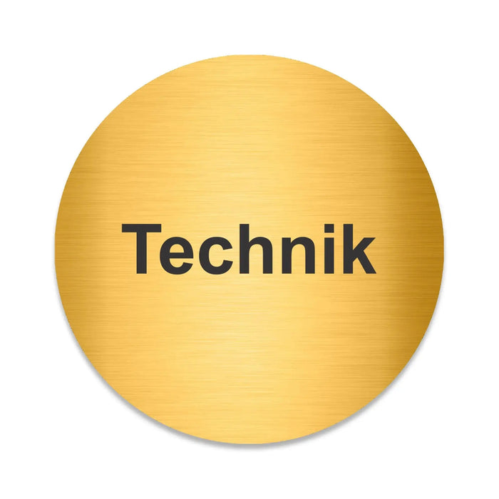 Blacked LaserTEC Leitsysteme - Acryl Schild - Rund 10 cm Durchmesser - Selbstklebend - Gold gebürstet - Metall-Optik - UV beständig - Für Innen und Außen (Achtung)