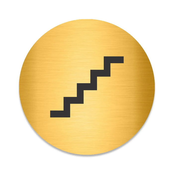 Blacked LaserTEC Leitsysteme - Acryl Schild - Rund 10 cm Durchmesser - Selbstklebend - Gold gebürstet - Metall-Optik - UV beständig - Für Innen und Außen (Achtung)