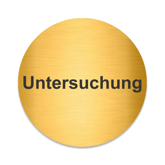 Blacked LaserTEC Leitsysteme - Acryl Schild - Rund 10 cm Durchmesser - Selbstklebend - Gold gebürstet - Metall-Optik - UV beständig - Für Innen und Außen (Achtung)