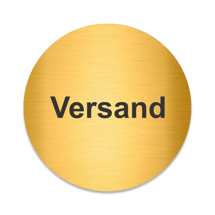 Blacked LaserTEC Leitsysteme - Acryl Schild - Rund 10 cm Durchmesser - Selbstklebend - Gold gebürstet - Metall-Optik - UV beständig - Für Innen und Außen (Achtung)